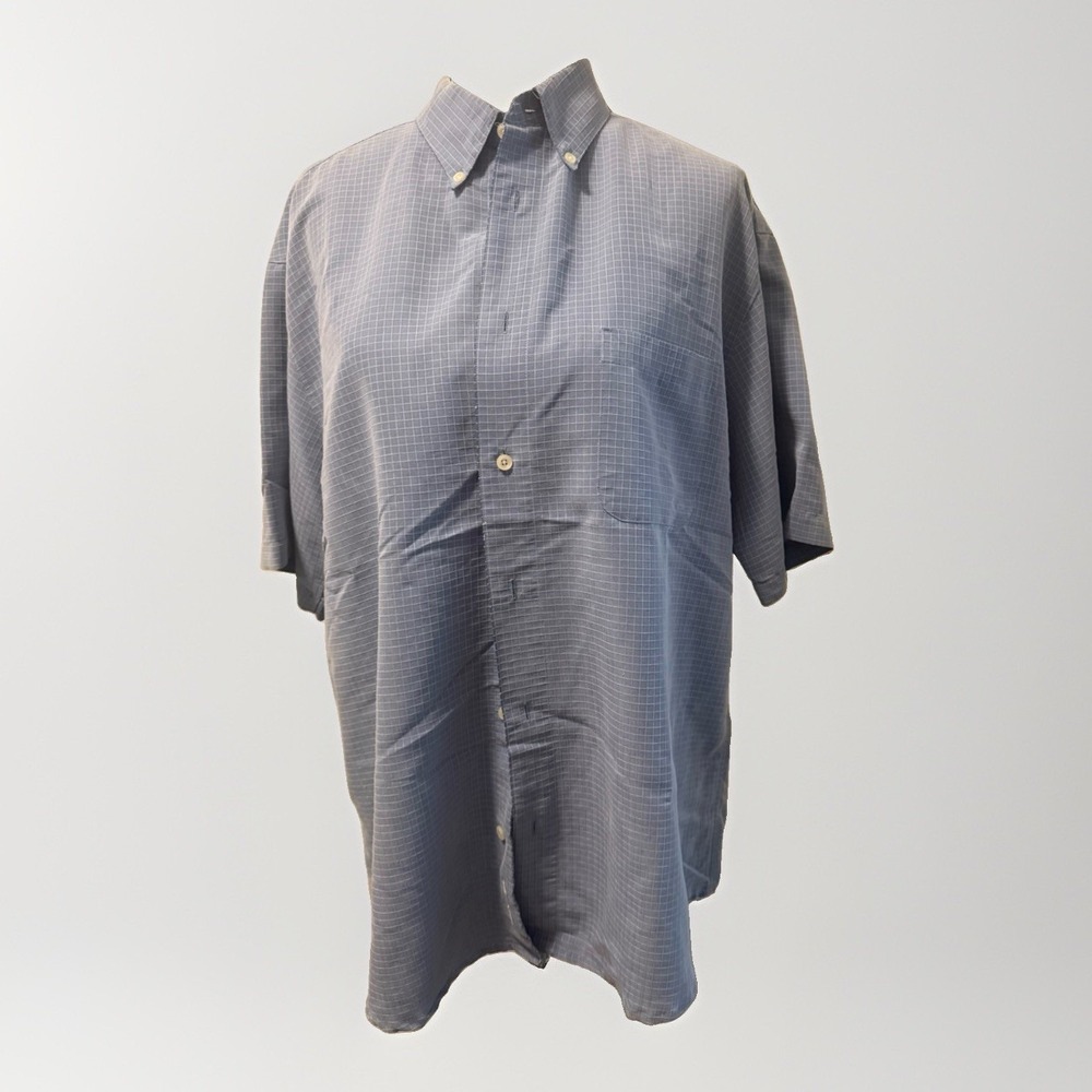 CEZANI Mens Shirt Large Blue Short Sleeve Button Front